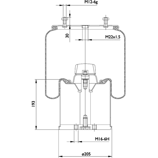Technische Zeichnung von LUFTFEDER SABO BPW 110